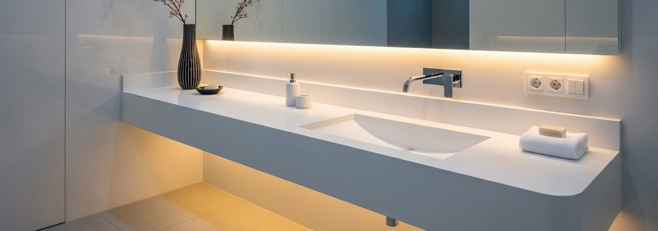 Akrilik Lavabo Tezgahları Dekoratif şık ve dayanıklı malzeme