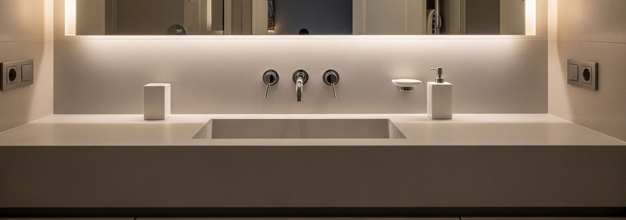 Akrilik Lavabo Tezgahları Dekoratif şık ve dayanıklı malzeme