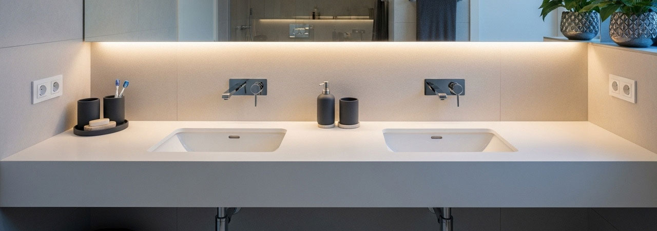 Akrilik Lavabo Tezgahları Dekoratif şık ve dayanıklı malzeme